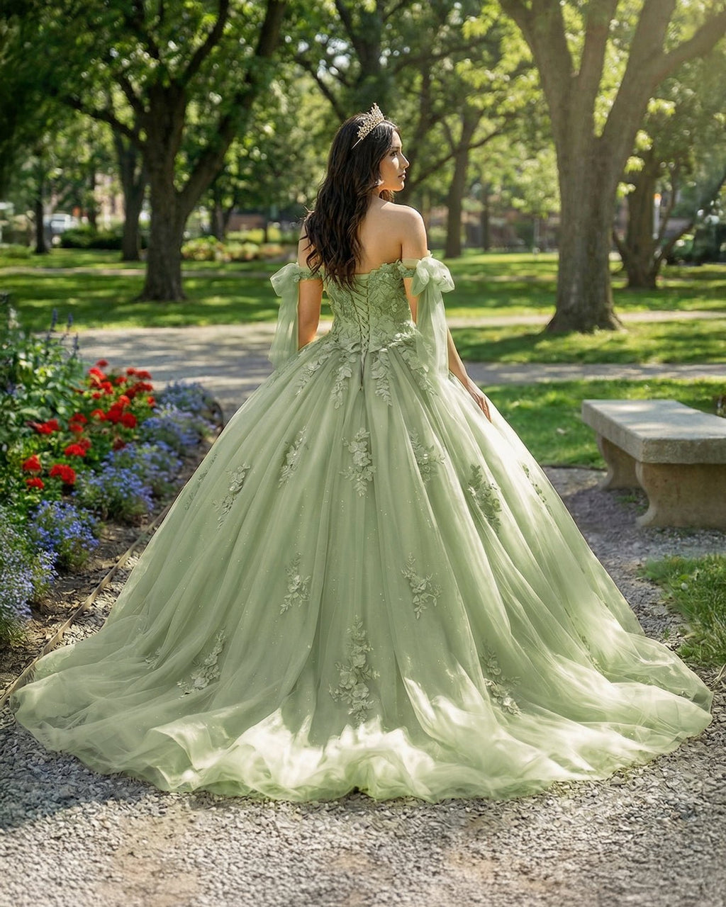Gold Off Shoulder Tulle Quinceanera Dresses With Lace Appliques - Curvevia