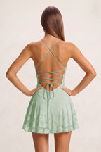 Pink Spaghetti Straps Jacquard Chiffon A-Line Homecoming Dress - Curvevia