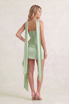 Yellow Strapless Bodycon Satin Corset Homecoming Dress With Ribbon - Curvevia