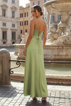 Lavender Straps A-line Long Wedding Guest Dress - Curvevia