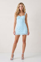 Yellow Sweetheart Lace Sheath Mini Homecoming Dress with Lace-Up Back - Curvevia