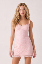 Yellow Sweetheart Lace Sheath Mini Homecoming Dress with Lace-Up Back - Curvevia