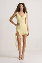 Sage V-Neck Chiffon A-Line Ruffled Homecoming Dress - Curvevia