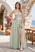 A Line One Shoulder Black Long Prom Dress with Appliques - Curvevia