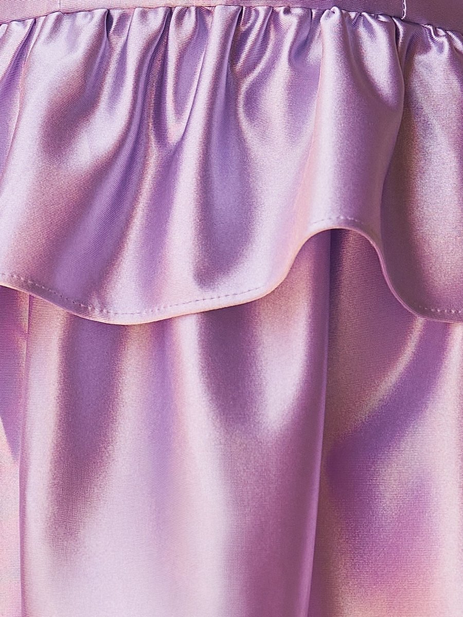 Lavender Strapless A-line Ruffle Short Wedding Guest Dress - Curvevia