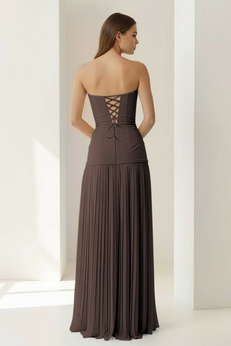 Blue Sweetheart Sheath Chiffon Pleated Long Wedding Guest Dress - Curvevia