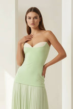 Blue Sweetheart Sheath Chiffon Pleated Long Wedding Guest Dress - Curvevia
