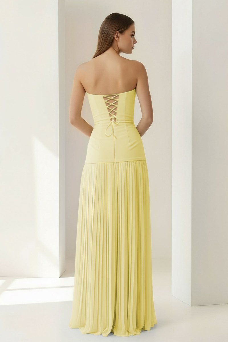 Blue Sweetheart Sheath Chiffon Pleated Long Wedding Guest Dress - Curvevia