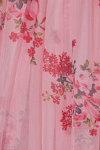 Pink Sweetheart Chiffon A Line Floral Tiered Wedding Guest Dress With Bow - Curvevia