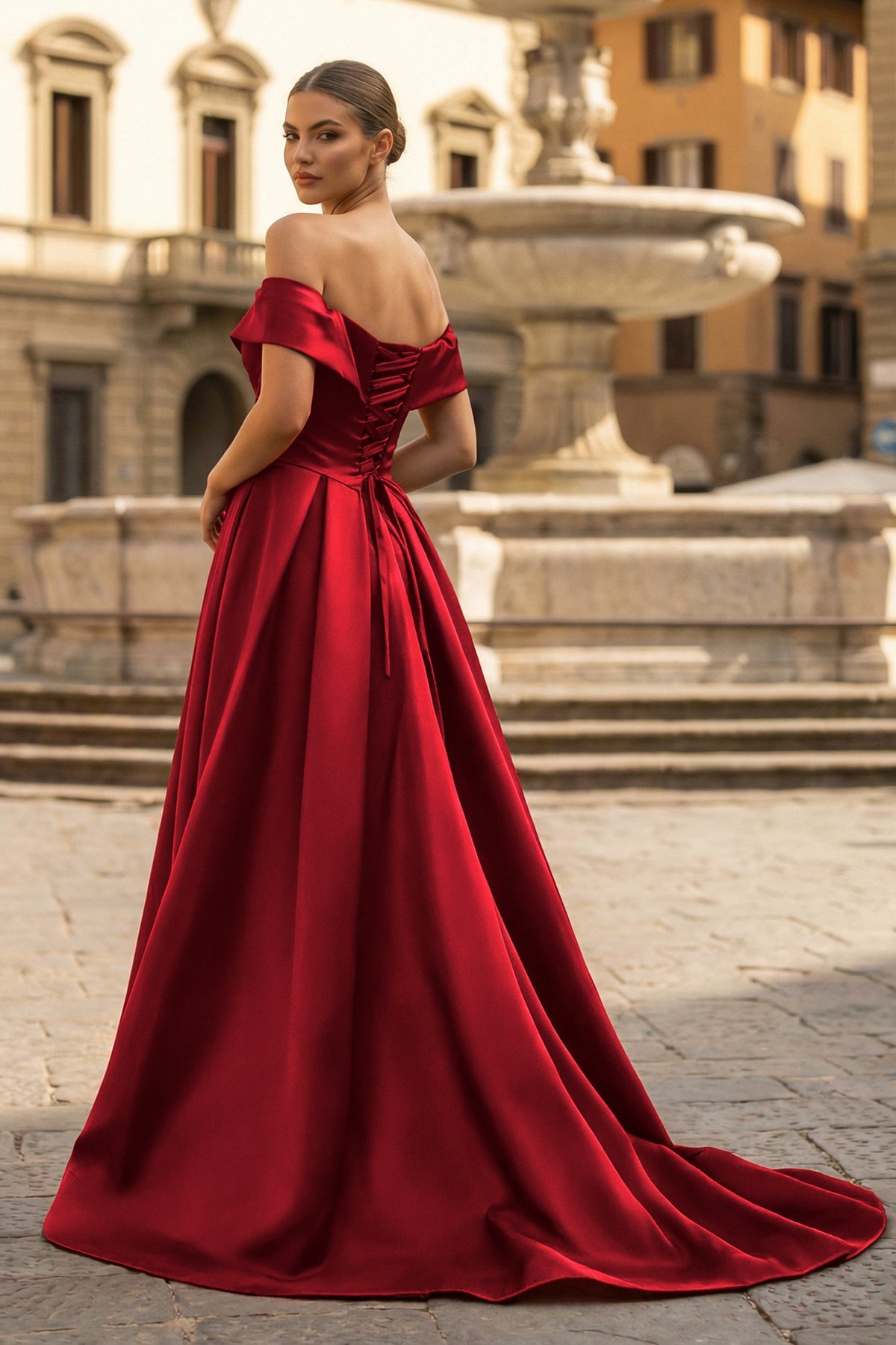 A-Line Evening Dress Celebrity Style Dress Christmas Sleeveless Off The Shoulder Satin with Slit - Curvevia