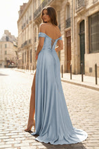 Mermaid Satin Long Prom Dress with Slit - Curvevia