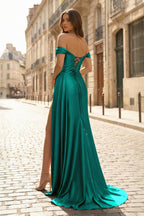 Mermaid Satin Long Prom Dress with Slit - Curvevia