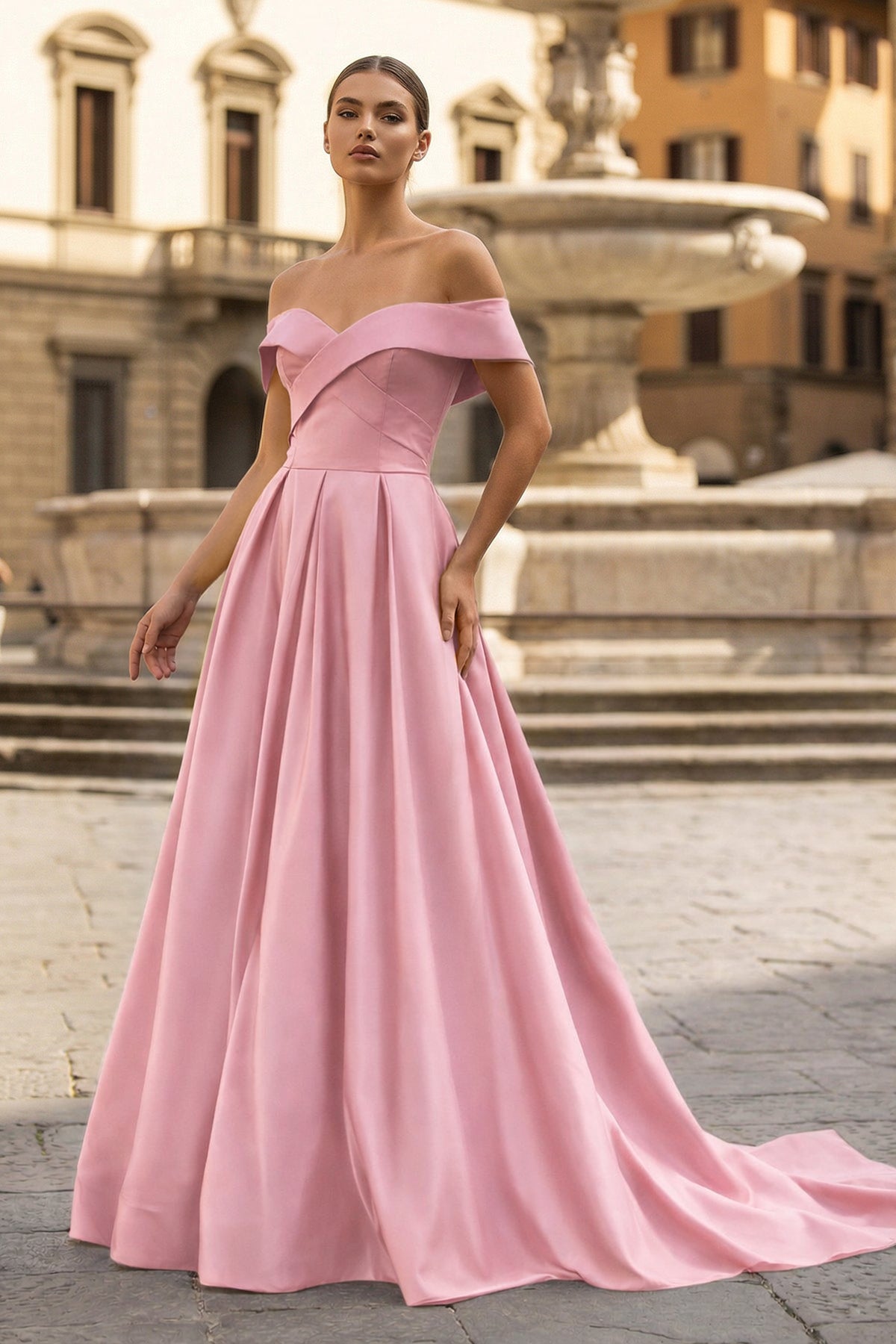 A-Line Evening Dress Celebrity Style Dress Christmas Sleeveless Off The Shoulder Satin with Slit - Curvevia