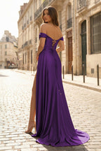 Mermaid Satin Long Prom Dress with Slit - Curvevia