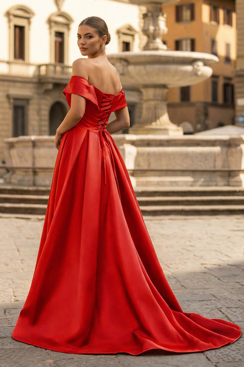 A-Line Evening Dress Celebrity Style Dress Christmas Sleeveless Off The Shoulder Satin with Slit - Curvevia