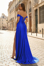 Mermaid Satin Long Prom Dress with Slit - Curvevia