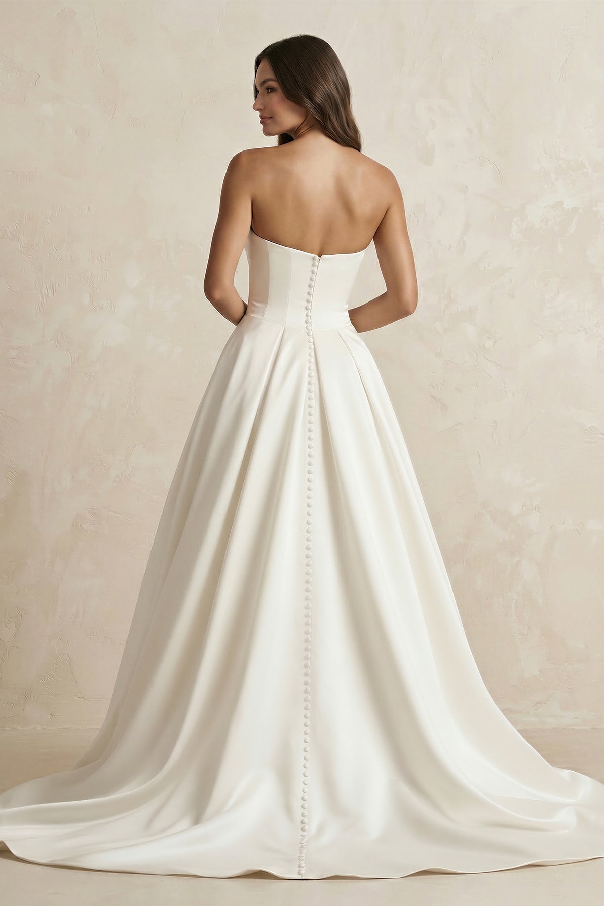 Satin Sweetheart A-Line Ruched Wedding Dress With Slit in Ivory - Curvevia