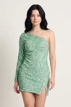 Black Bodycon One-Shoulder Sequins Mini Party Dresses - Curvevia