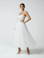 Sex Short White Wedding Dresses With Tulle Tea-Length - Curvevia