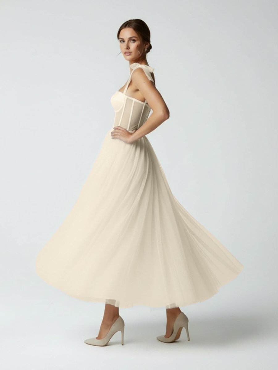 Sex Short White Wedding Dresses With Tulle Tea-Length - Curvevia