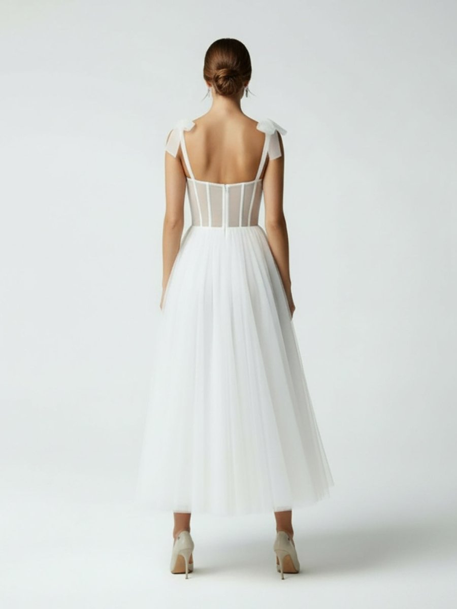 Sex Short White Wedding Dresses With Tulle Tea-Length - Curvevia