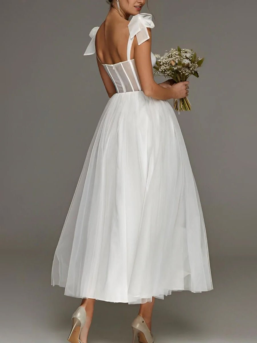 Sex Short White Wedding Dresses With Tulle Tea-Length - Curvevia
