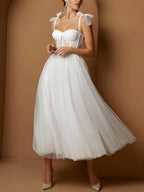 Sex Short White Wedding Dresses With Tulle Tea-Length - Curvevia