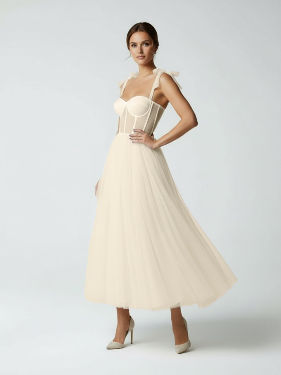 Sex Short White Wedding Dresses With Tulle Tea-Length - Curvevia