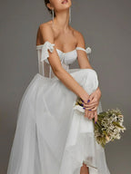 Sex Short White Wedding Dresses With Tulle Tea-Length - Curvevia