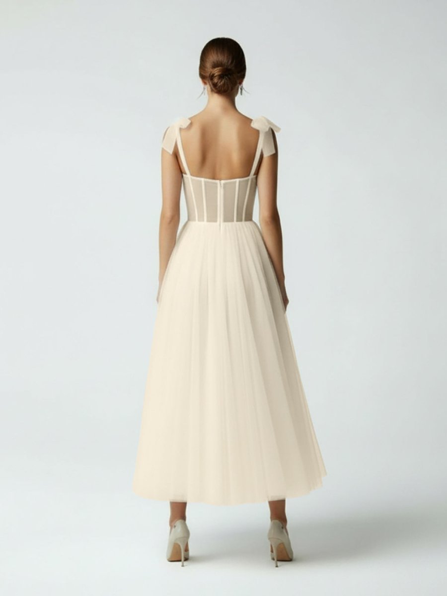 Sex Short White Wedding Dresses With Tulle Tea-Length - Curvevia
