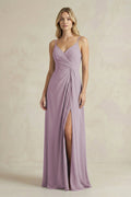 Sheath Cami Strap Ruched Chiffon Bridesmaid Dress in Dusk - Curvevia
