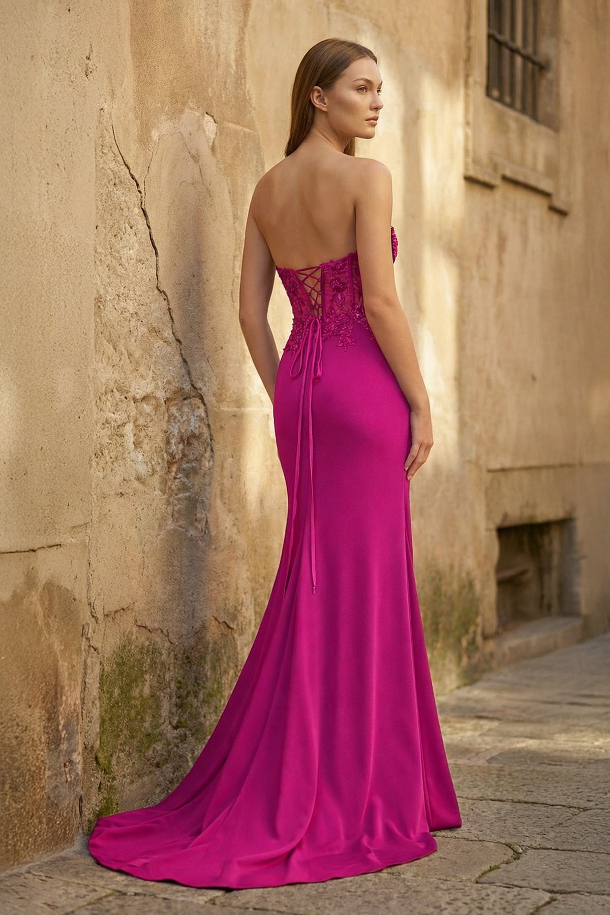 Sheath Sweetheart Long Satin Prom Dress with Slit - Curvevia
