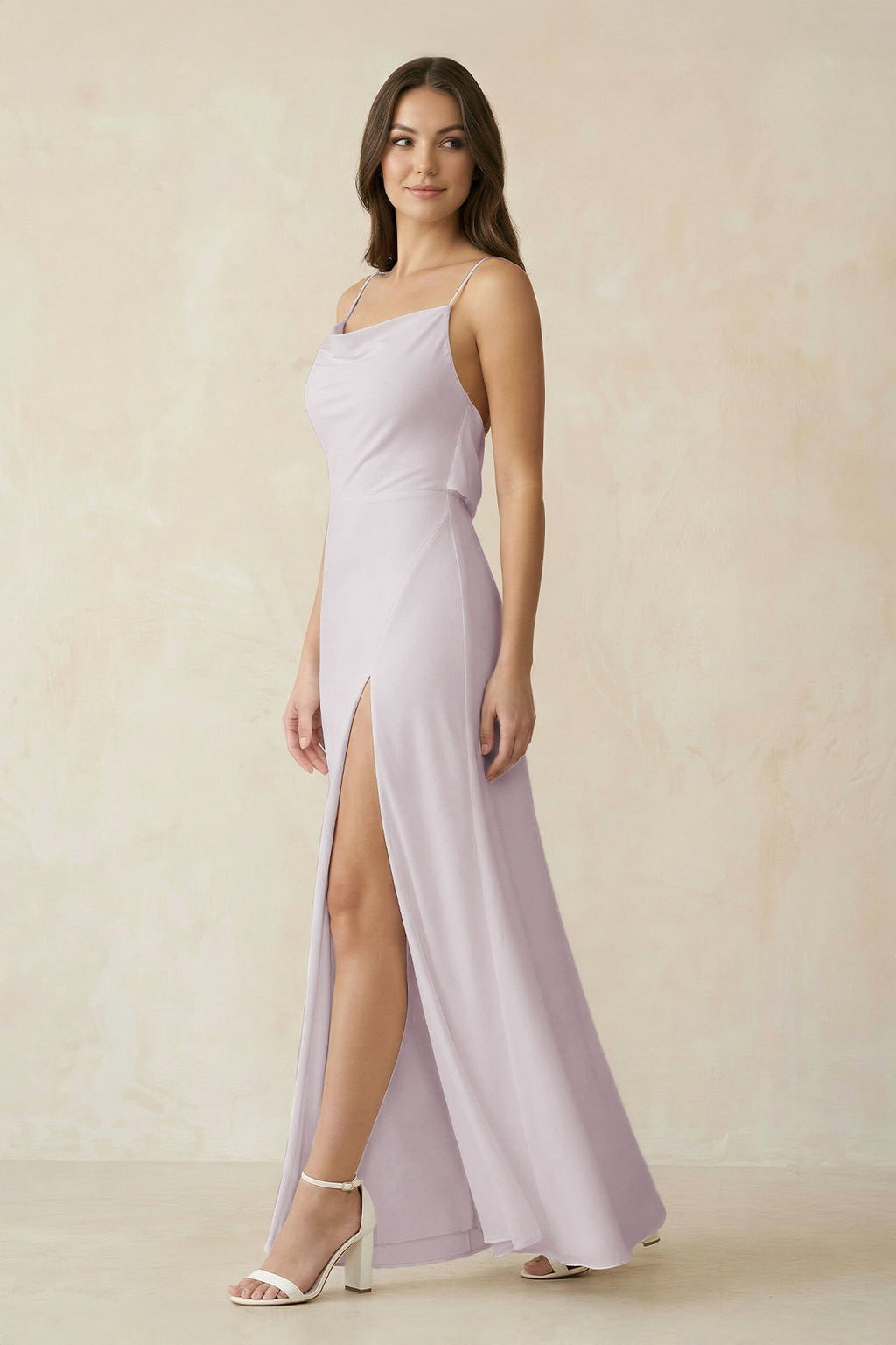 Sheath Satin Bridesmaid Dress with Side Slit in Dusk - Curvevia