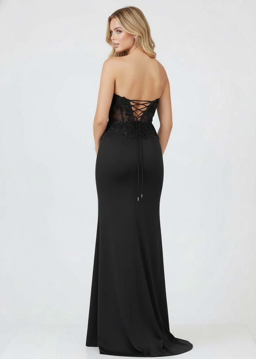 Sheath Sweetheart Long Satin Prom Dress with Slit - Curvevia