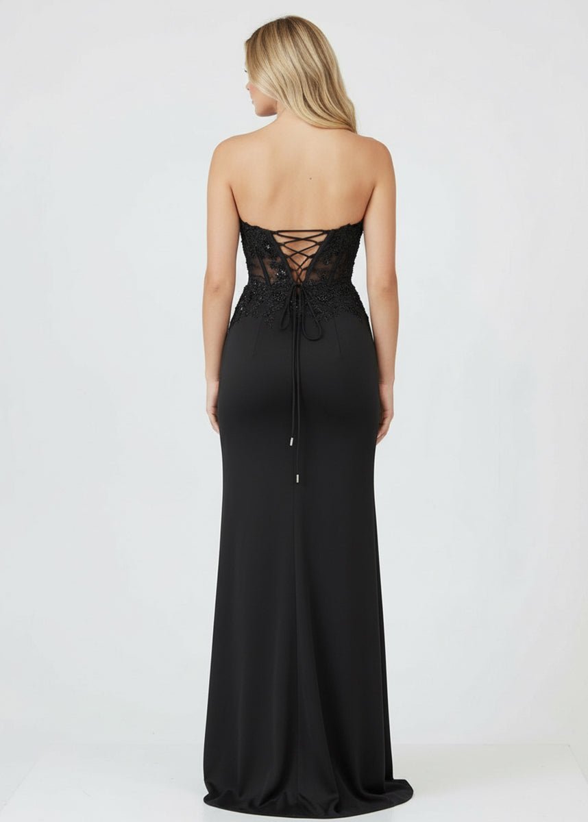 Sheath Sweetheart Long Satin Prom Dress with Slit - Curvevia