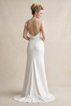 Mermaid Silk Like Satin Wedding Dresses With Flower(s)High Split - Curvevia