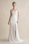 Mermaid Silk Like Satin Wedding Dresses With Flower(s)High Split - Curvevia