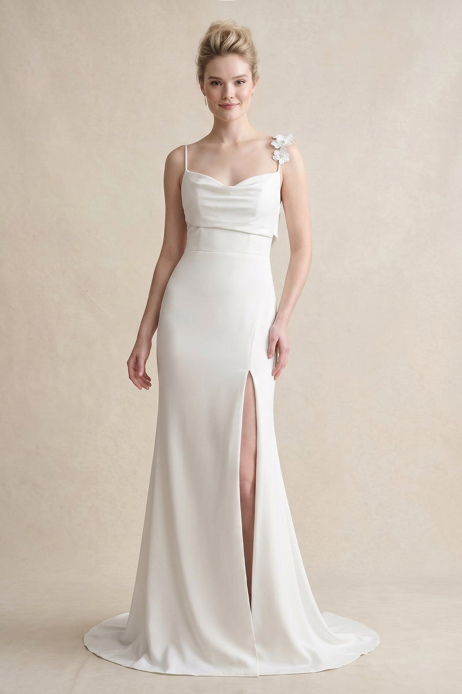 Mermaid Silk Like Satin Wedding Dresses With Flower(s)High Split