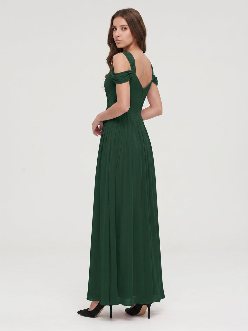 Forest Green Chiffon A-Line Sweetheart Backless Floor-Length Bridesmaid Dress - Curvevia