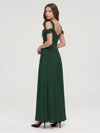 Forest Green Chiffon A-Line Sweetheart Backless Floor-Length Bridesmaid Dress - Curvevia