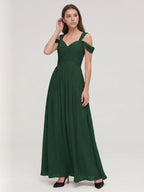 Forest Green Chiffon A-Line Sweetheart Backless Floor-Length Bridesmaid Dress - Curvevia