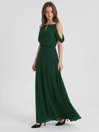 Forest Green Chiffon A-Line Square Neck Backless Floor-Length Bridesmaid Dress - Curvevia