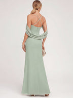 Elegant Dusty Sage Chiffon A-Line Sweetheart Ankle-Length Bridesmaid Dress - Curvevia
