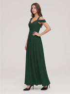 Forest Green Chiffon A-Line Sweetheart Backless Floor-Length Bridesmaid Dress - Curvevia
