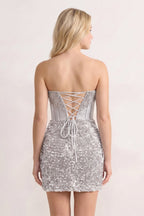 Bodycon Strapless Corset Beaded Mini Homecoming Dresses - Curvevia