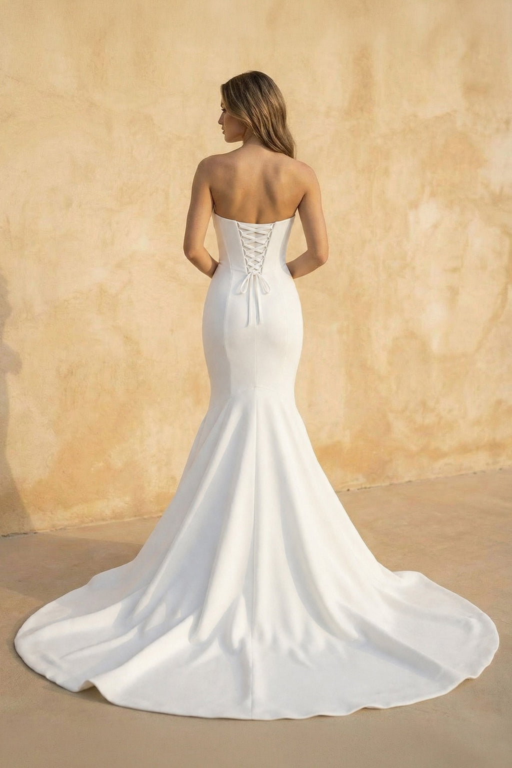 Simple Mermaid Strapless Satin Wedding Dresses - Curvevia
