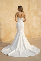Simple Mermaid Strapless Satin Wedding Dresses - Curvevia