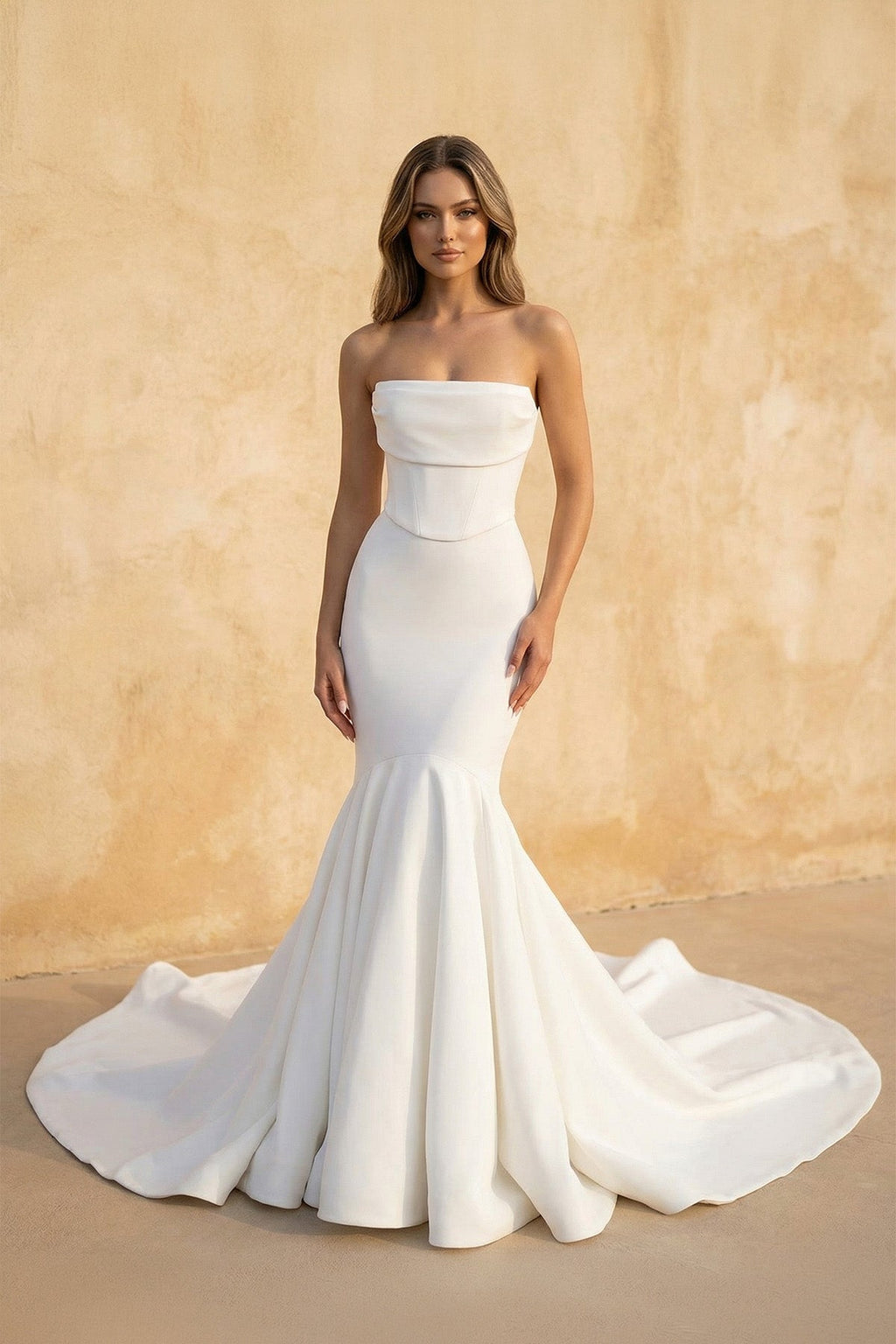 Simple Mermaid Strapless Satin Wedding Dresses - Curvevia