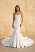 Simple Mermaid Strapless Satin Wedding Dresses - Curvevia