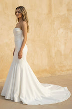 Simple Mermaid Strapless Satin Wedding Dresses - Curvevia